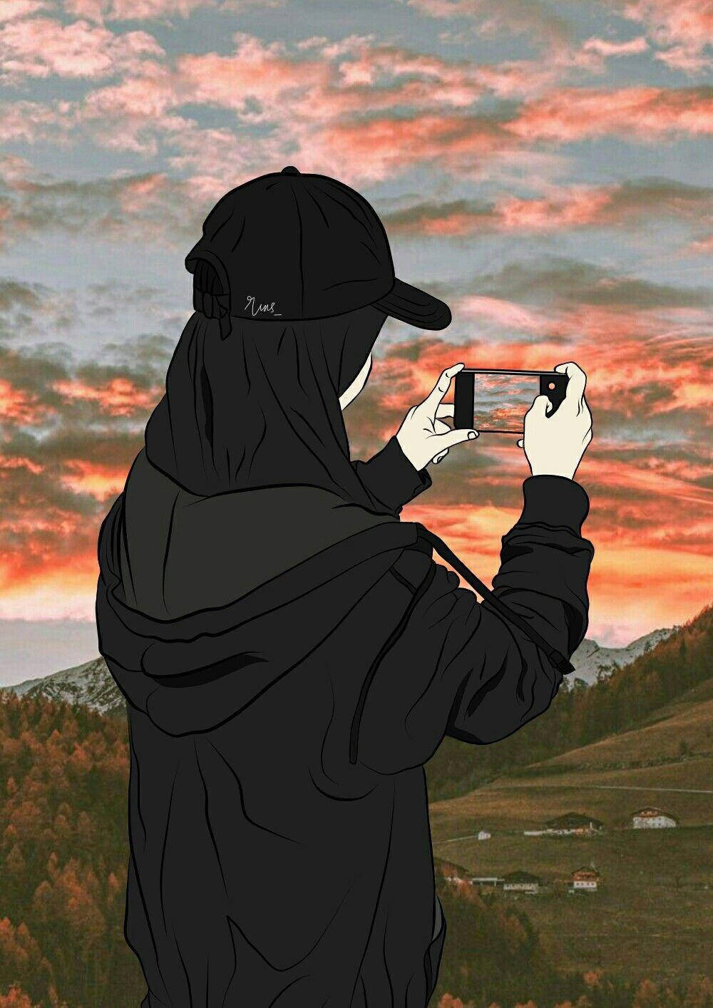 Anime Hijab Girl During Sunset Wallpaper