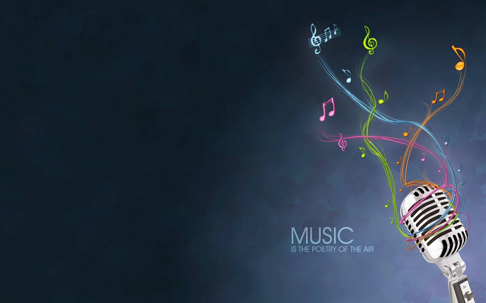 Beautiful Music Microphone And Musical Notes Wallpaper