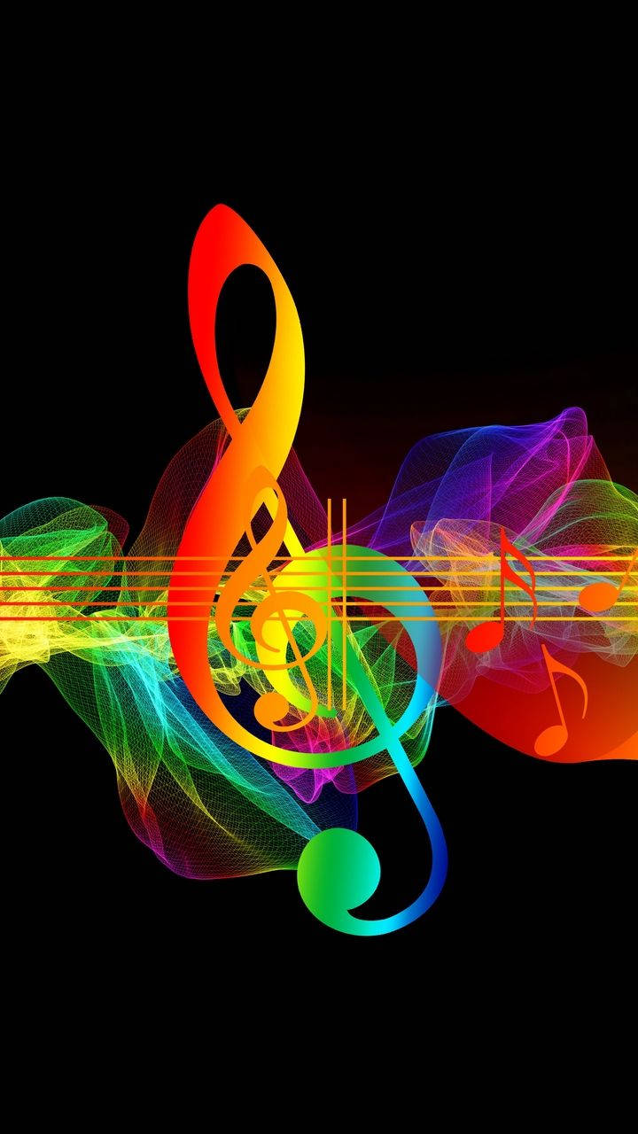 Beautiful Music Rainbow Musical Note Wallpaper