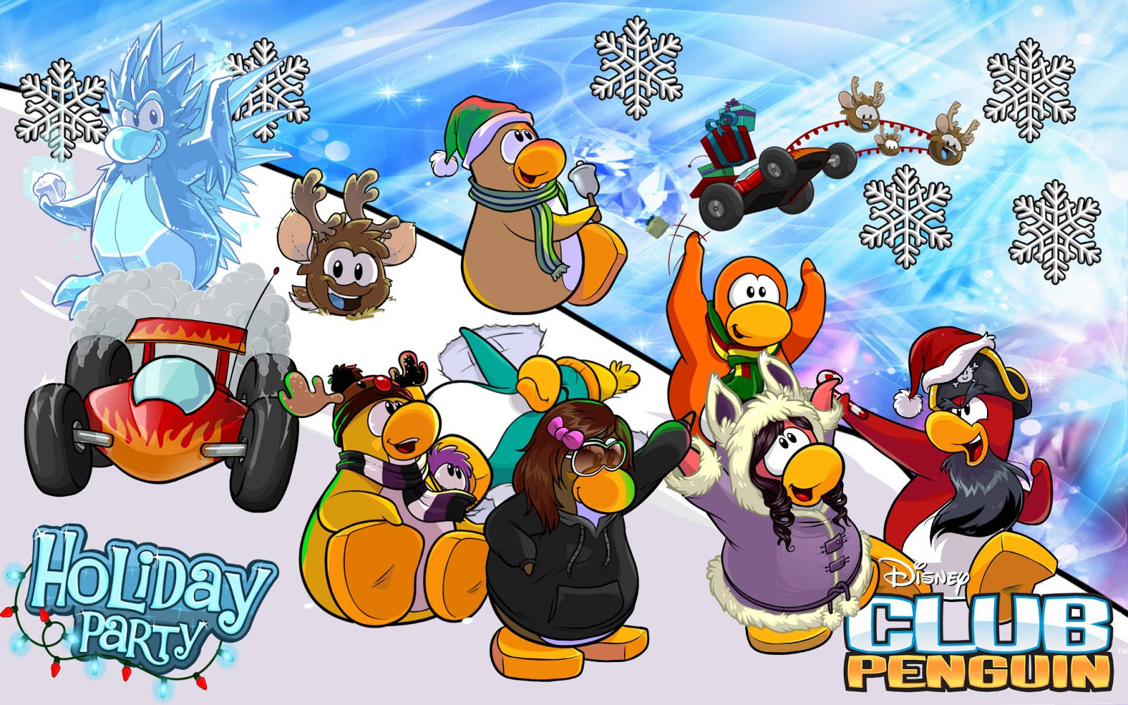 Club Penguin For Christmas Party Invitation Wallpaper
