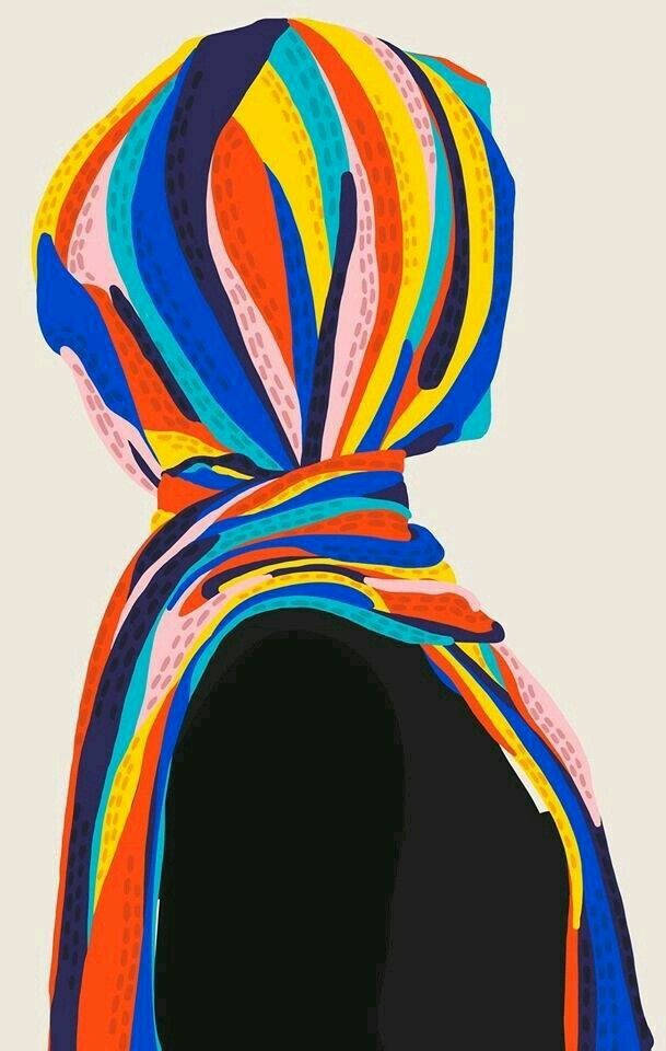 Colorful Hijab Cartoon Wallpaper