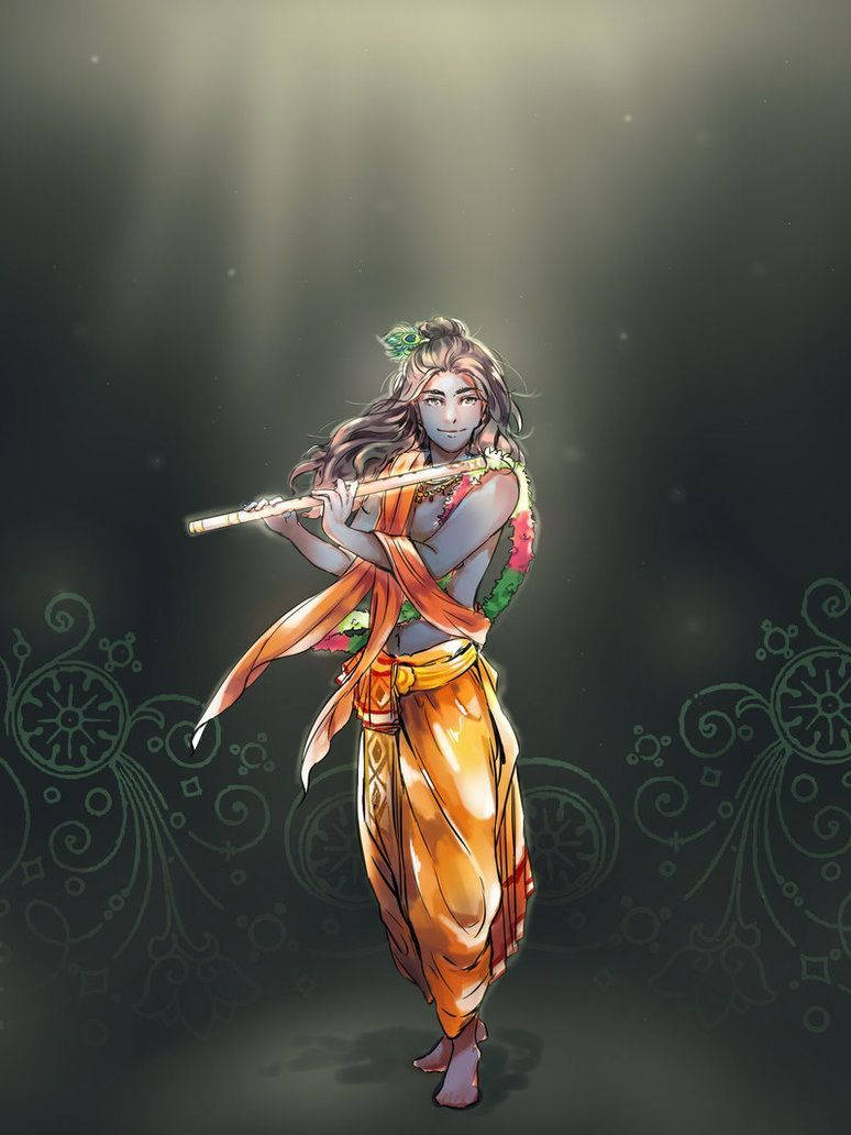 Divine Guidance: Mahabharat's Lord Krishna In Animated Glory Wallpaper