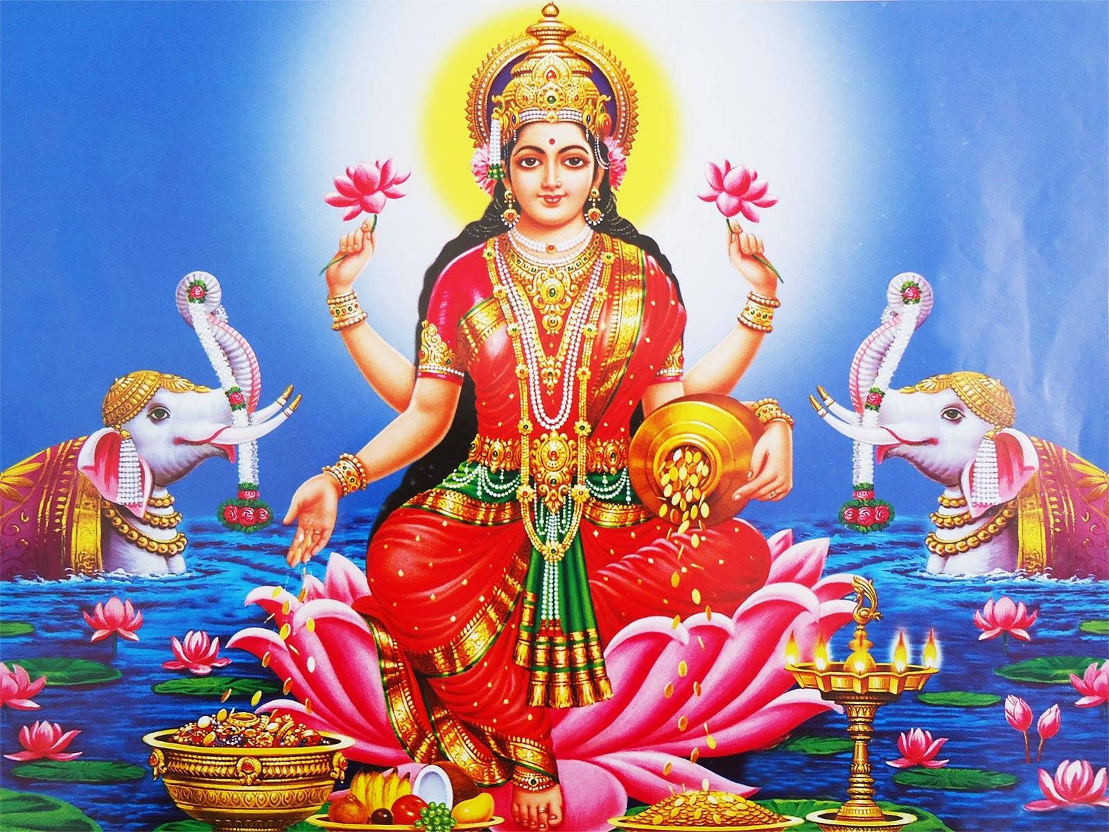 Divine Lotus Blossom Symbolic Of Goddess Lakshmi Wallpaper