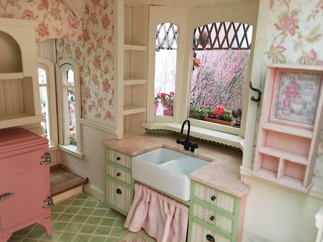 Dollhouse Pink Kitchen Wallpaper