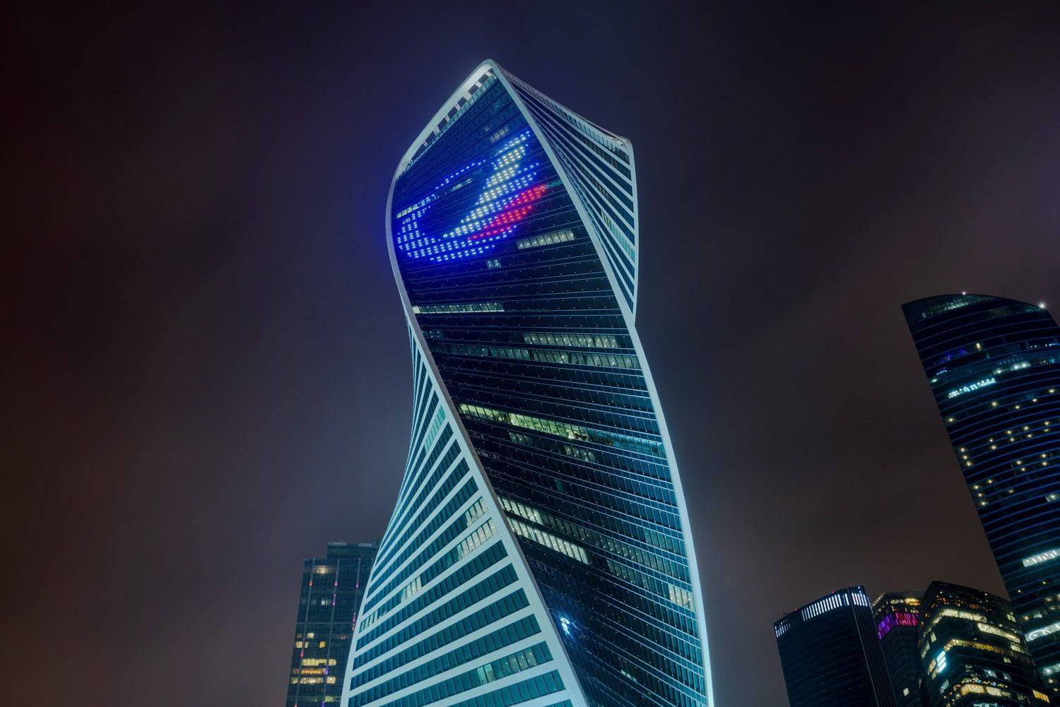 Evolution Tower Night View Moscow Wallpaper