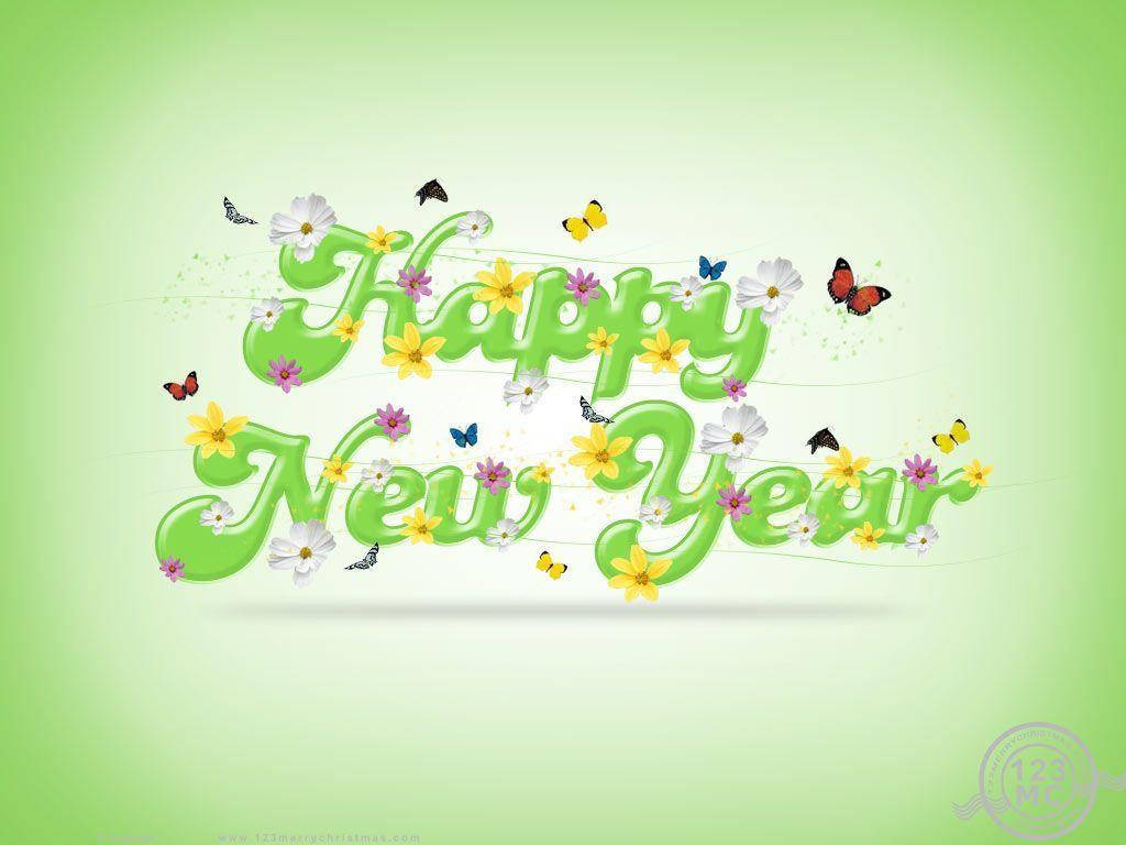 Flowery Happy New Year 2021 Greeting Wallpaper