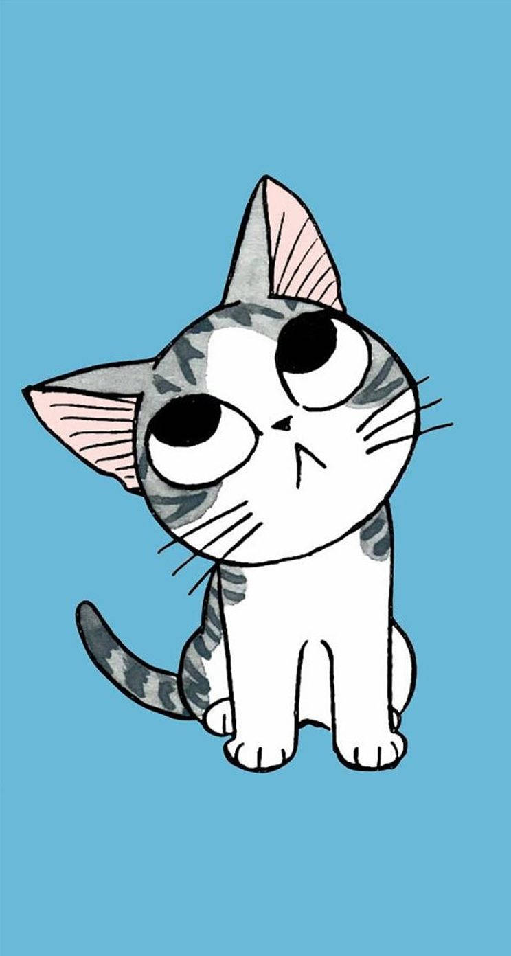 Grey Kitten Cartoon Phone Wallpaper