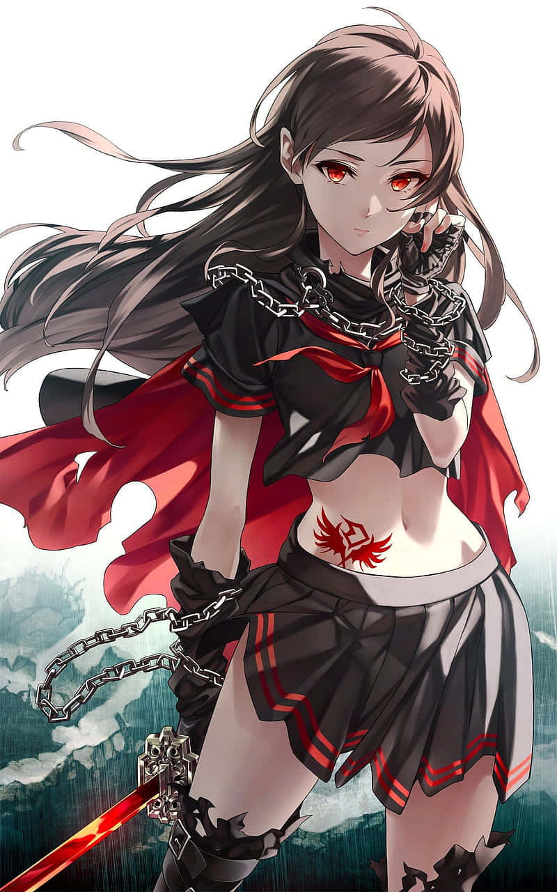 Hot Anime Uniform Chain Red Wallpaper