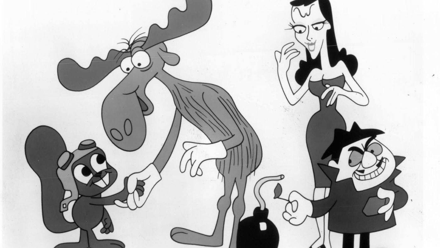 Iconic Tv Characters From Rocky And Bullwinkle Series Wallpaper