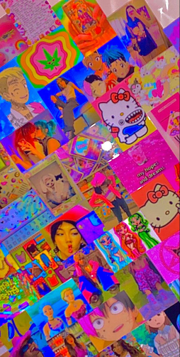 Indie Kid Aesthetic Hello Kitty Pink Characters Wallpaper