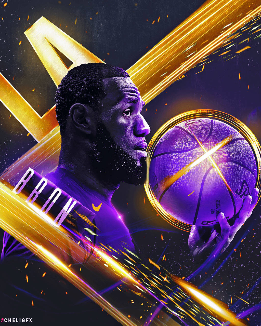 Lebron James Lakers Purple Basketball Wallpaper