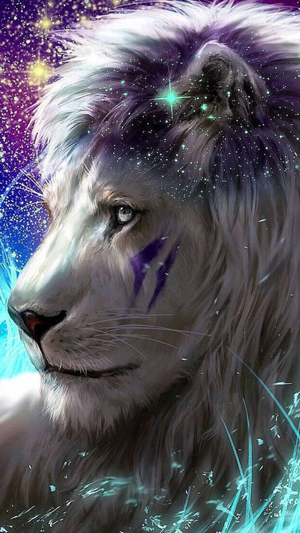 Lion Galaxy Side View Wallpaper