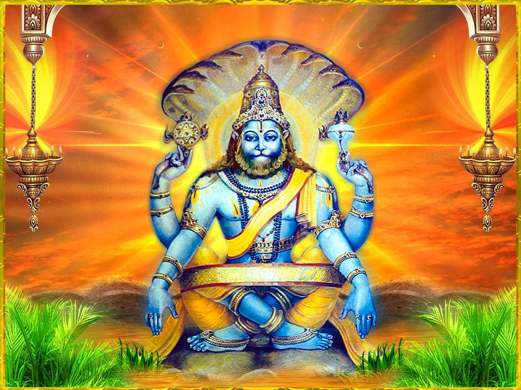 Lord Narasimha In Divine Artwork Wallpaper