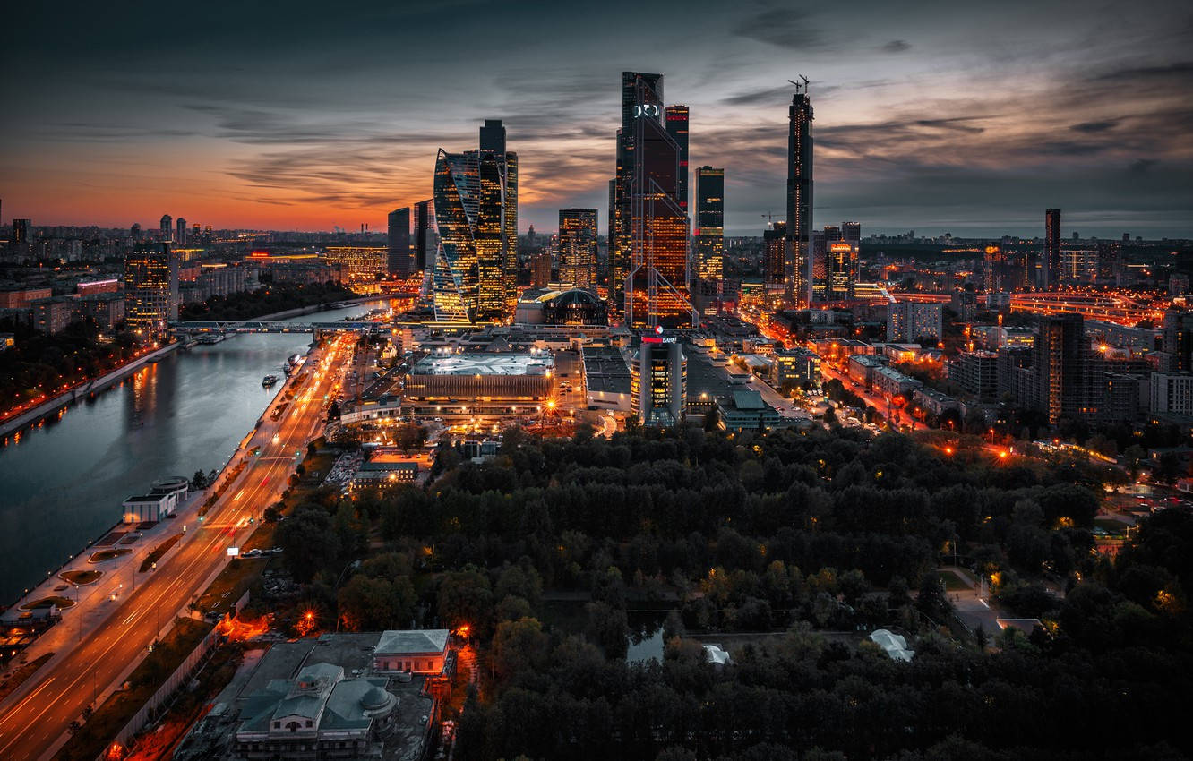 Moscow Russia Aerial Cityscape Wallpaper