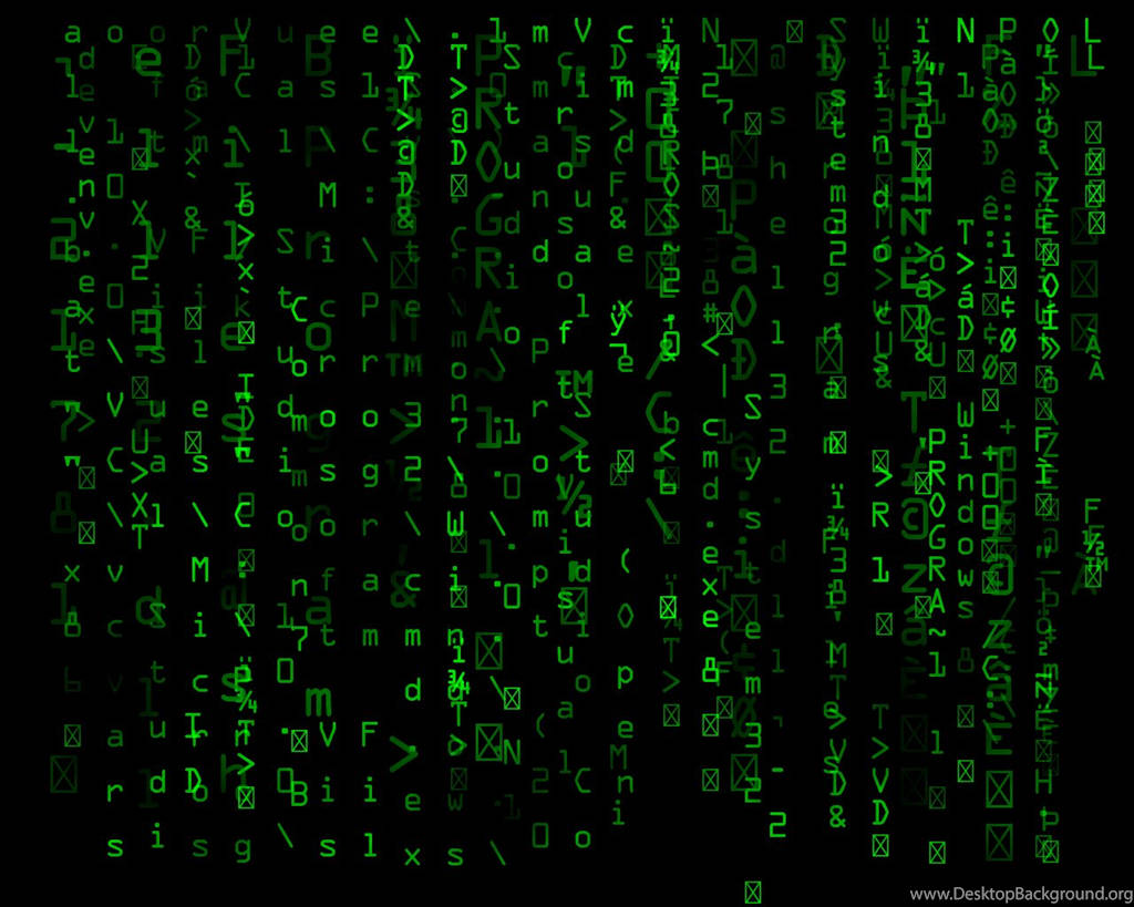 Neon Green Alphanumeric Matrix Wallpaper