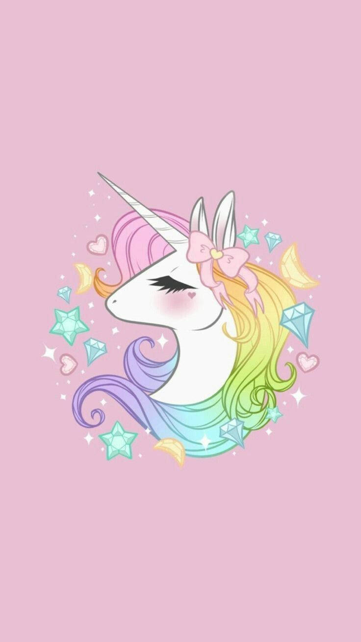 Rainbow Unicorn Cartoon Phone Wallpaper