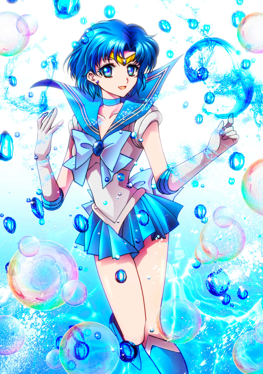 Sailor Mercury With Shimmering Bubbles Wallpaper