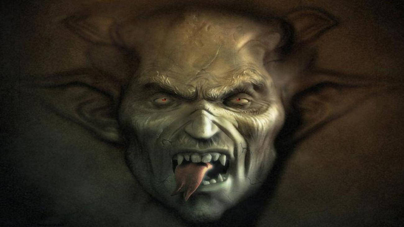 Scary Face Tongue Out Goblin Wallpaper