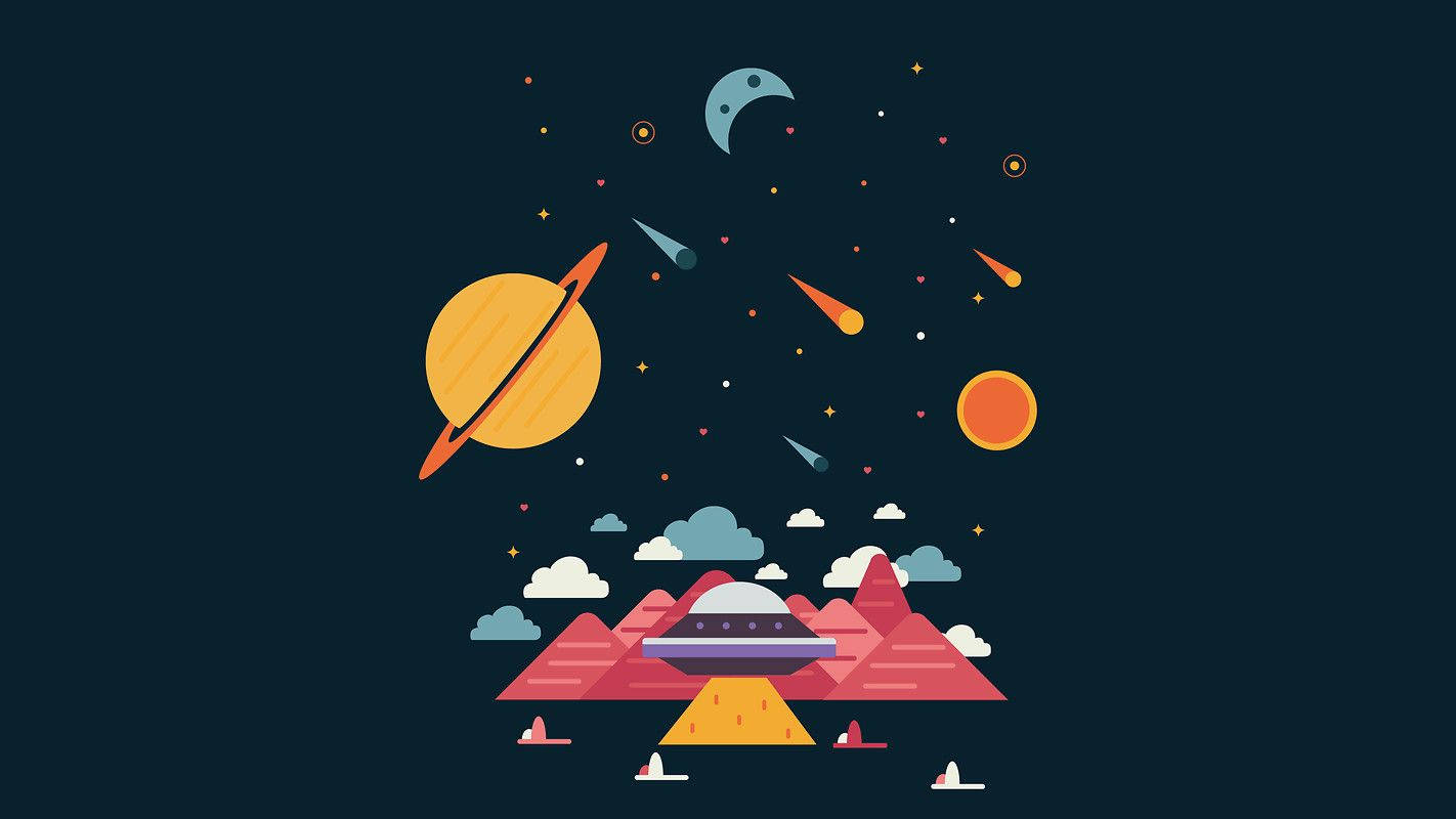 Space Theme Vector Cute Tablet Wallpaper