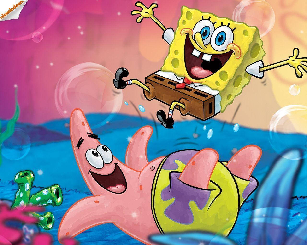 'spongebob Enjoying An Unforgettable Experience' Wallpaper