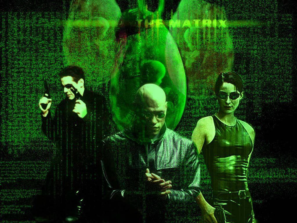 The Matrix Cast In Neon Green Wallpaper