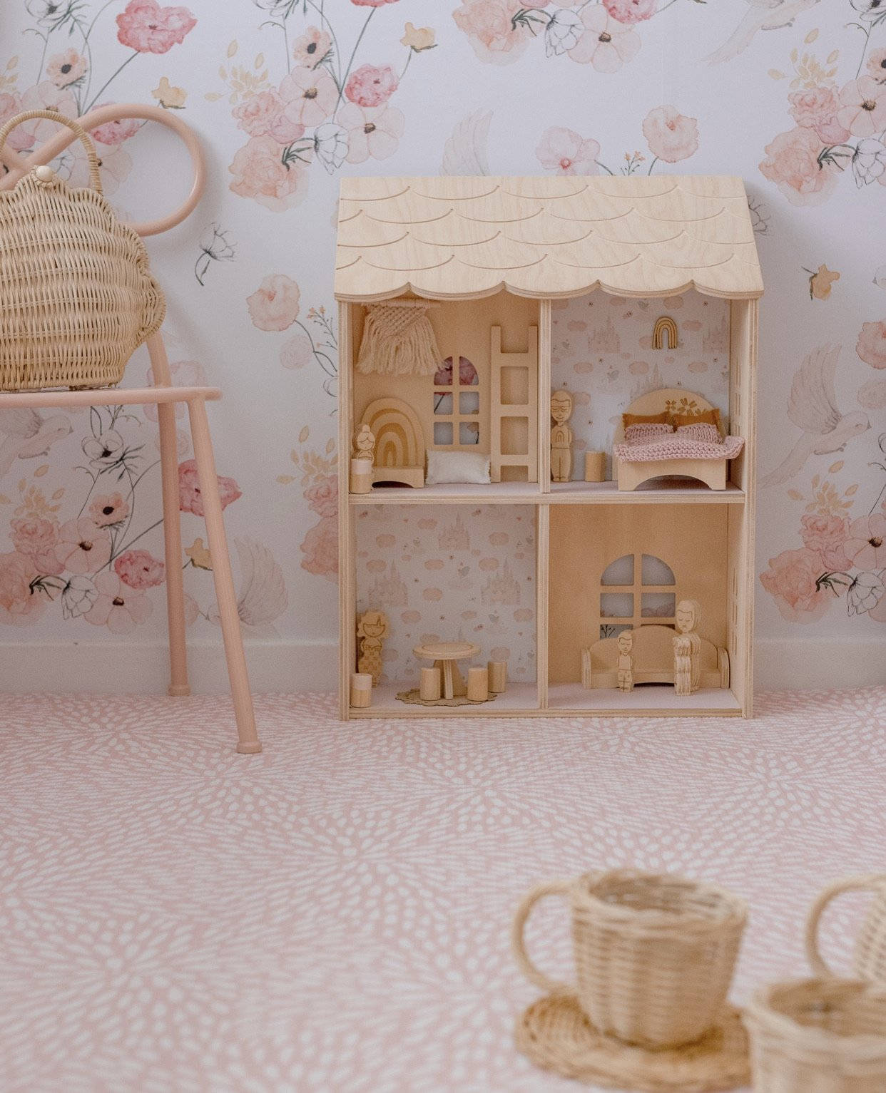 Wooden Dollhouse Accessories Wallpaper
