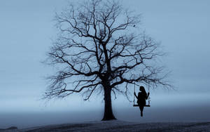 Alone Woman Under A Tree Wallpaper