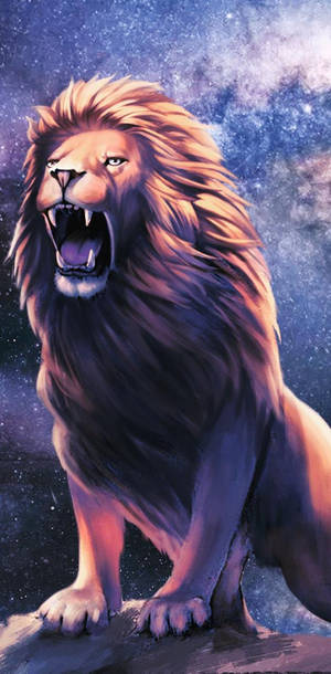 Angry Roaring Lion Galaxy Wallpaper