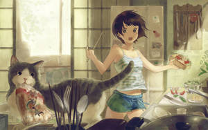 Animated Anime Cat Wallpaper