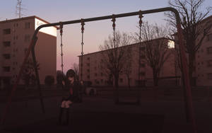 Anime Girl Alone At The Park Wallpaper