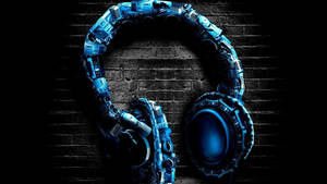Beautiful Music Blue Headset Wallpaper