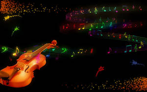 Beautiful Music Glowing Violin Wallpaper