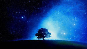 Blue Galaxy On A Starry Night Wallpaper