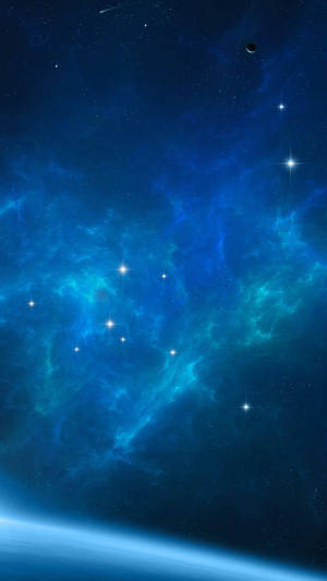 Blue Galaxy With Bright Stars Wallpaper