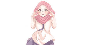 Blushing Anime Hijab Girl Wallpaper