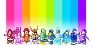 Club Penguin Characters Various Outfit Wallpaper