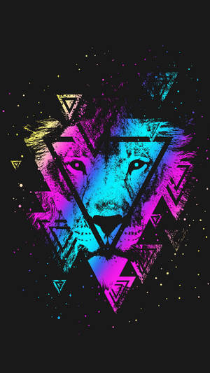 Colorful Lion Galaxy Vector Art Wallpaper