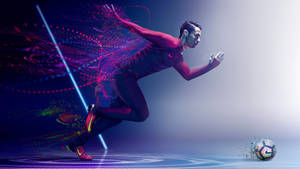 Cristiano Ronaldo In Action With An Abstract Backdrop Wallpaper