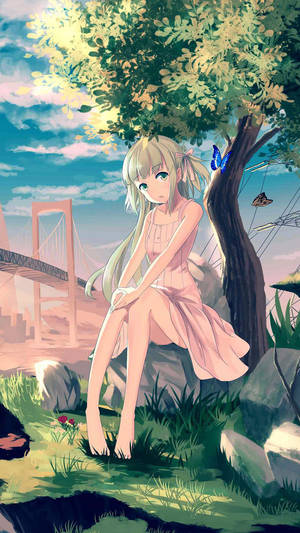 Cute Anime Characters Outdoors Wallpaper