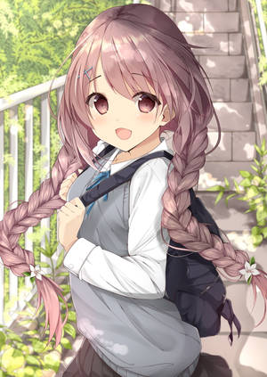 Cute Anime Characters With Braids Wallpaper