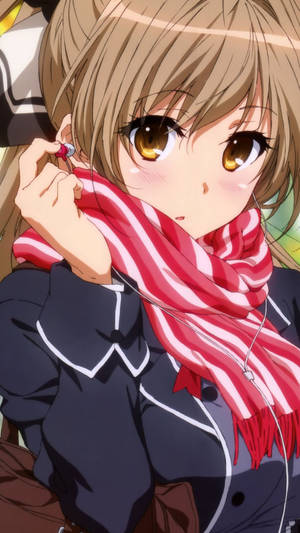 Cute Anime Characters With Red Scarf Wallpaper