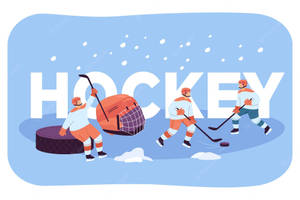 Cute Ice Hockey Sports Digital Art Wallpaper