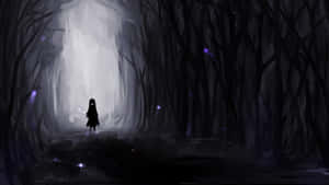 Dark Depressing Alone Girl In Forest Wallpaper