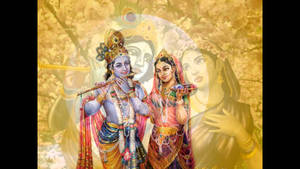 Divine Love - Krishna And Radha In Sepia Tones Wallpaper