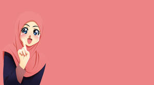 Embracing Modesty And Anime Magic - A Pink Hijab Anime Girl Wallpaper