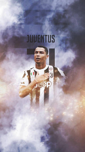 Famed Footballer Cristiano Ronaldo In Juventus Fan Art Wallpaper