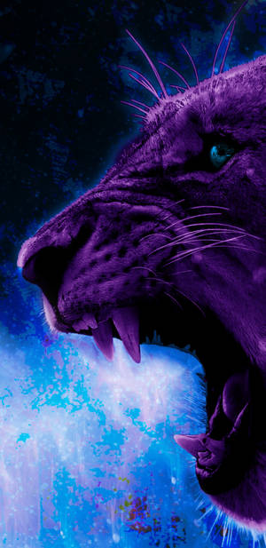 Fierce Purple Lion Galaxy Wallpaper