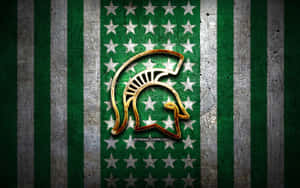 Gold Michigan State Spartans Logo Striped Background Wallpaper