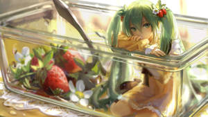 Hatsune Miku Strawberry Bowl Wallpaper