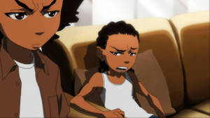 Huey Freeman And Riley On Couch Wallpaper